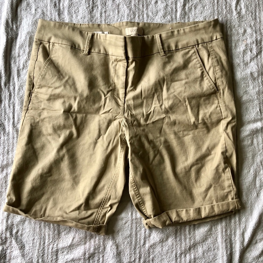 Loft Outlet Khaki Bermuda Roll Shorts
